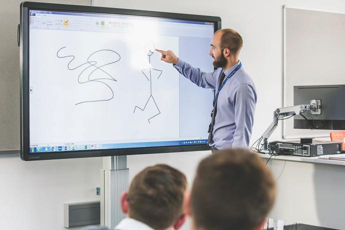 Student learning on a tablet